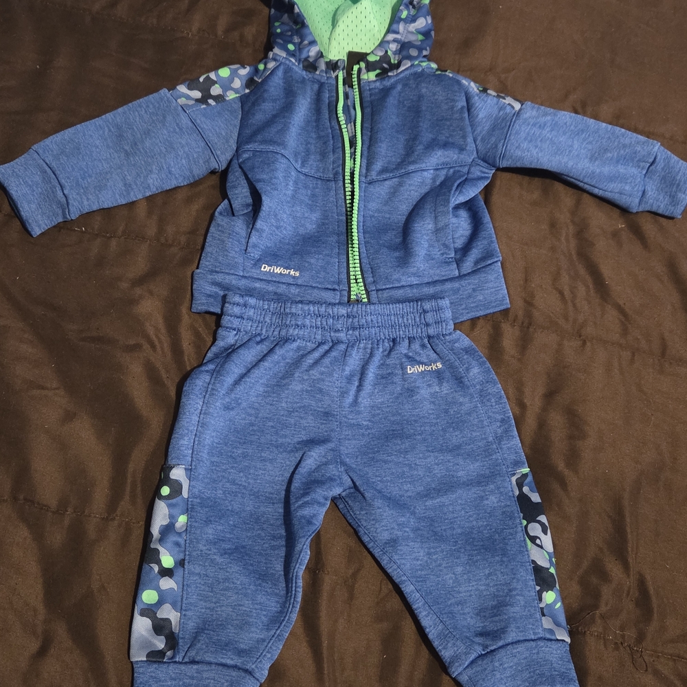 Athletic Works Blue and Green Kids Jogger Set